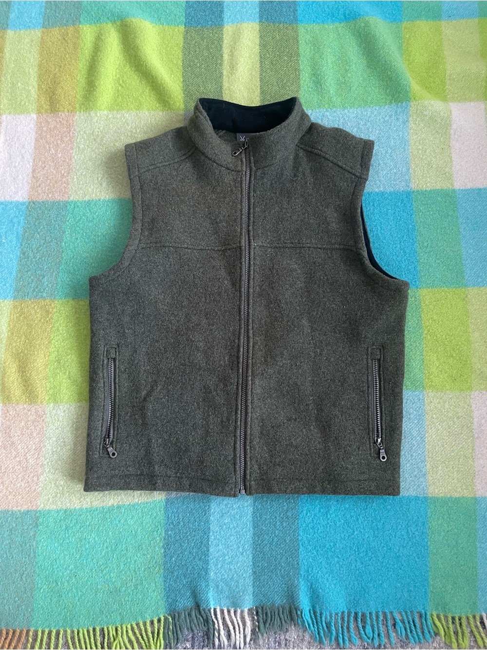 Ibex Arlberg 100% New Wool Vest Vintage Green Full Zip Made in USA Men's